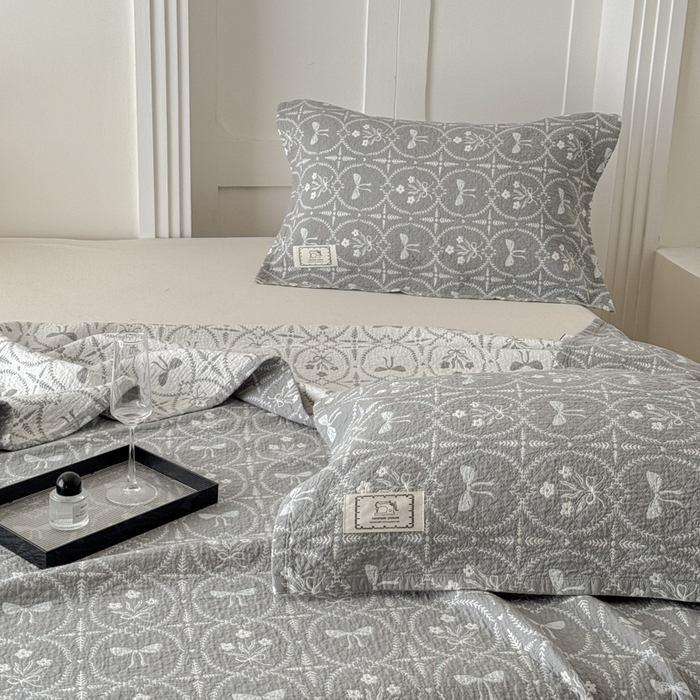 91家纺网 家纺一手货源 找家纺 乐家毛巾被（工厂自产自销） 2026新款精梳安心棉色织提花床盖毛巾被两用 花束来信床盖