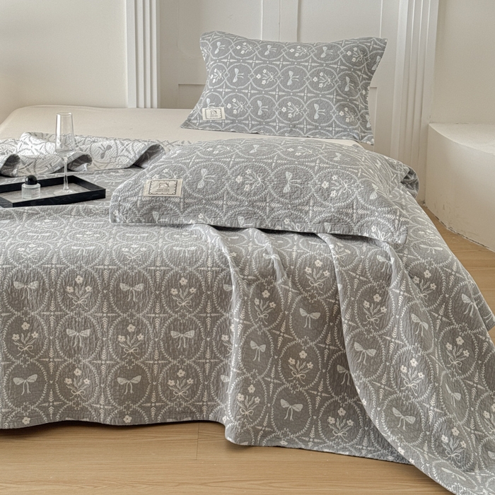 91家纺网 家纺一手货源 找家纺 乐家毛巾被（工厂自产自销） 2026新款精梳安心棉色织提花床盖毛巾被两用 花束来信床盖