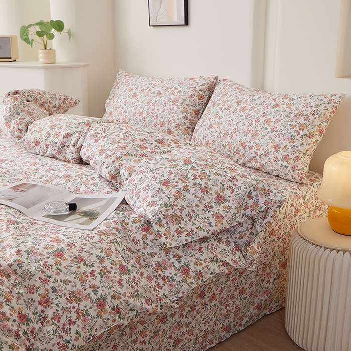 91家纺网 家纺一手货源 找家纺 一米阳光 2026年春夏新款小清新全AA版全棉纯棉四件套 烟雨柔情