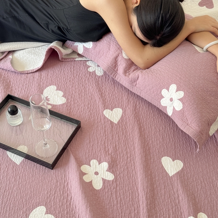 91家纺网 家纺一手货源 找家纺 乐家毛巾被（工厂自产自销） 2026新款精梳安心棉色织提花床盖毛巾被两用 花叙床盖