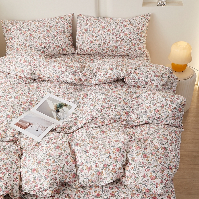 91家纺网 家纺一手货源 找家纺 一米阳光 2026年春夏新款小清新全AA版全棉纯棉四件套 烟雨柔情