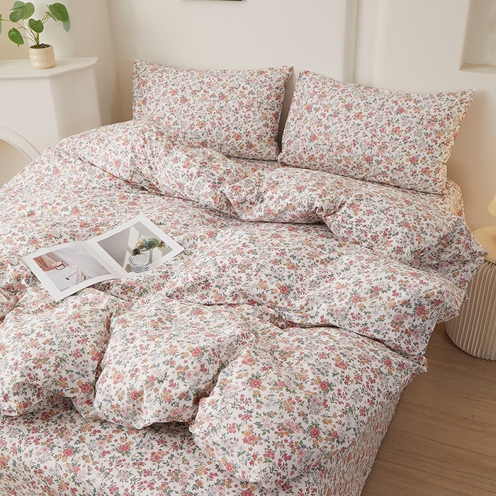 91家纺网 家纺一手货源 找家纺 一米阳光 2026年春夏新款小清新全AA版全棉纯棉四件套 烟雨柔情