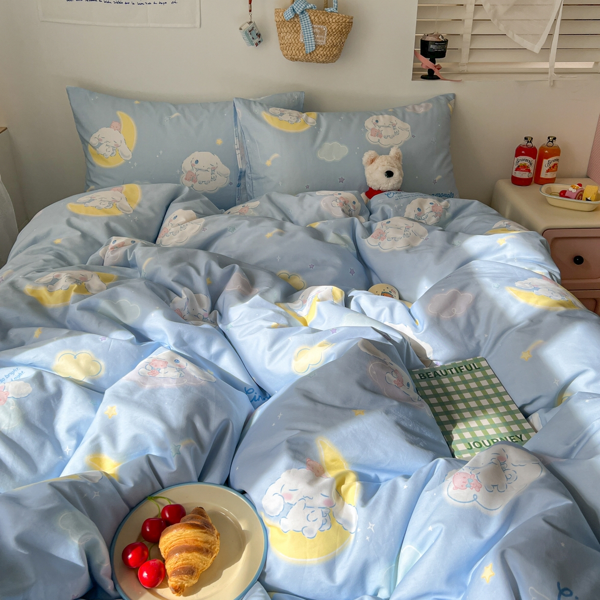 91家纺网 家纺一手货源 找家纺 耀悦家纺 2026新款纯棉四件套正版授权三丽鸥卡通床单床笠被套枕套 玉桂狗晚安