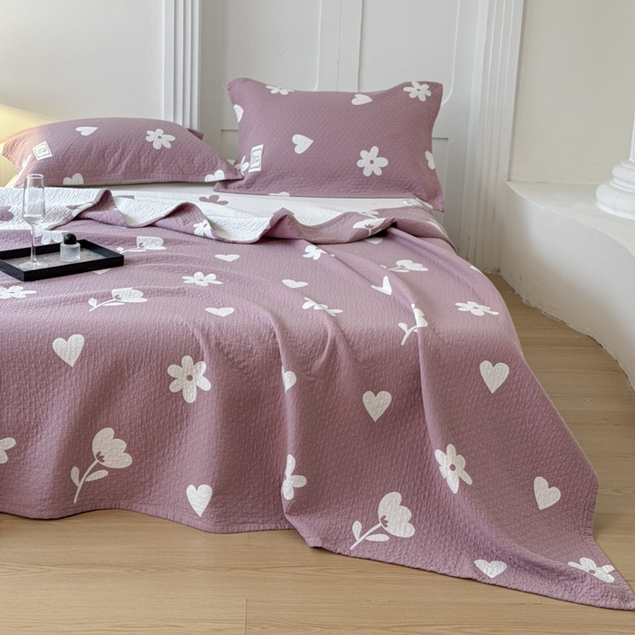 91家纺网 家纺一手货源 找家纺 乐家毛巾被（工厂自产自销） 2026新款精梳安心棉色织提花床盖毛巾被两用 花叙床盖