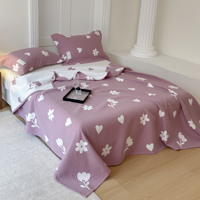 91家纺网 家纺一手货源 找家纺 乐家毛巾被（工厂自产自销） 2026新款精梳安心棉色织提花床盖毛巾被两用 花叙床盖