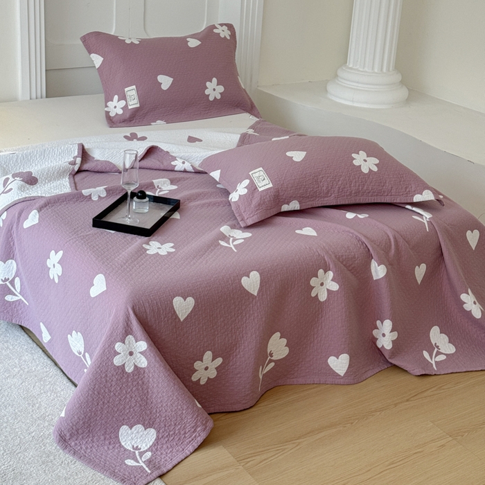 91家纺网 家纺一手货源 找家纺 乐家毛巾被（工厂自产自销） 2026新款精梳安心棉色织提花床盖毛巾被两用 花叙床盖