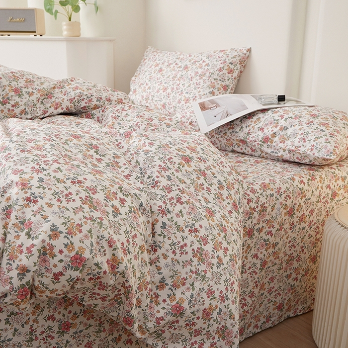 91家纺网 家纺一手货源 找家纺 一米阳光 2026年春夏新款小清新全AA版全棉纯棉四件套 烟雨柔情