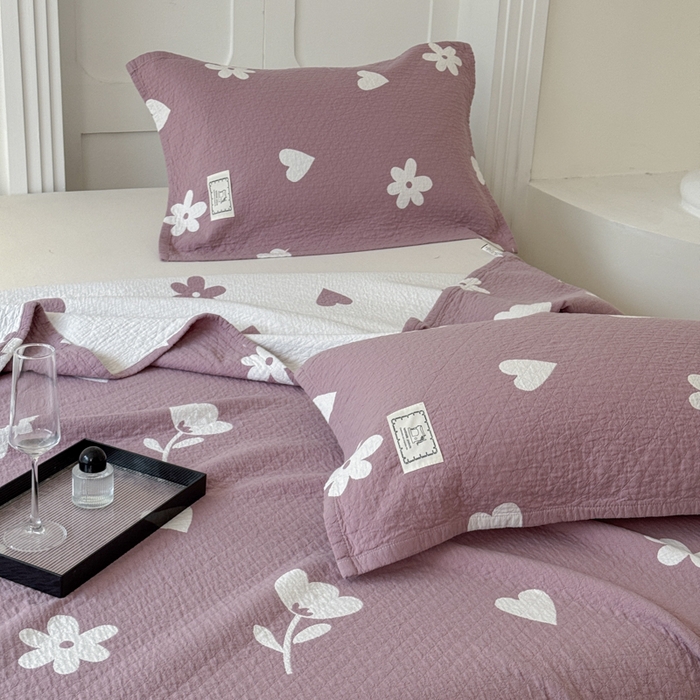 91家纺网 家纺一手货源 找家纺 乐家毛巾被（工厂自产自销） 2026新款精梳安心棉色织提花床盖毛巾被两用 花叙床盖