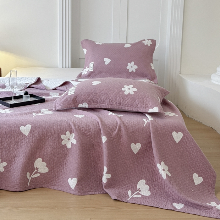 91家纺网 家纺一手货源 找家纺 乐家毛巾被（工厂自产自销） 2026新款精梳安心棉色织提花床盖毛巾被两用 花叙床盖