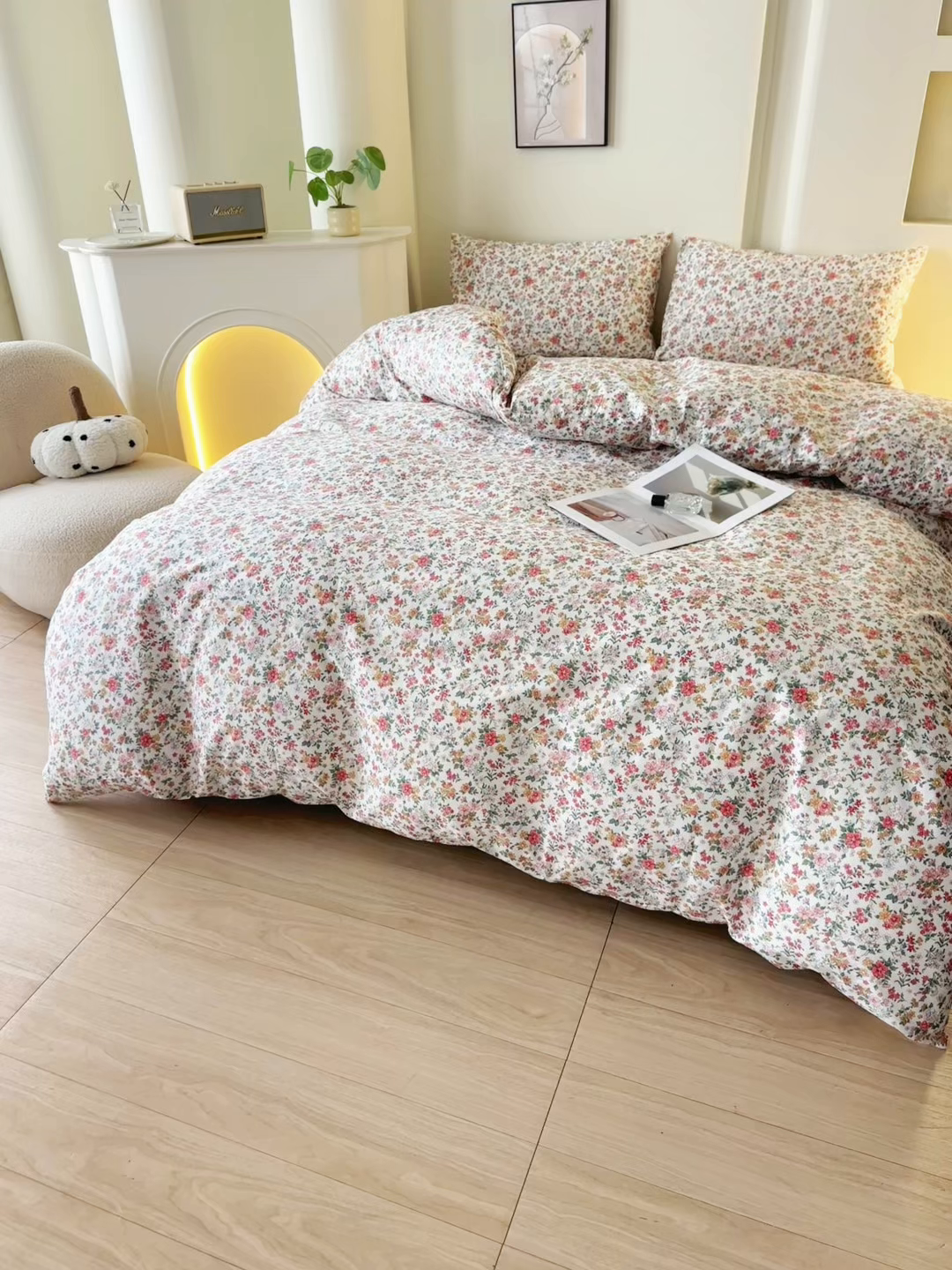 91家纺网 家纺一手货源 找家纺 一米阳光 2026年春夏新款小清新全AA版全棉纯棉四件套 烟雨柔情