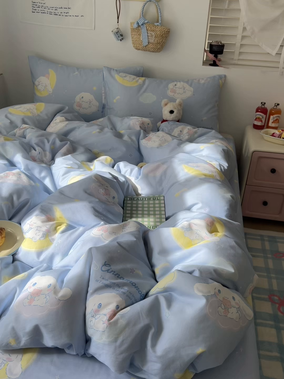 91家纺网 家纺一手货源 找家纺 耀悦家纺 2026新款纯棉四件套正版授权三丽鸥卡通床单床笠被套枕套 玉桂狗晚安