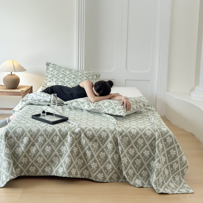 乐家毛巾被（工厂自产自销） 2026新款精梳安心棉色织提花床盖毛巾被两用 花屿床盖