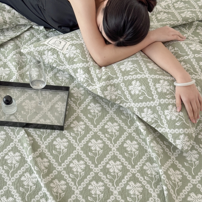 91家纺网 家纺一手货源 找家纺 乐家毛巾被（工厂自产自销） 2026新款精梳安心棉色织提花床盖毛巾被两用 花屿床盖