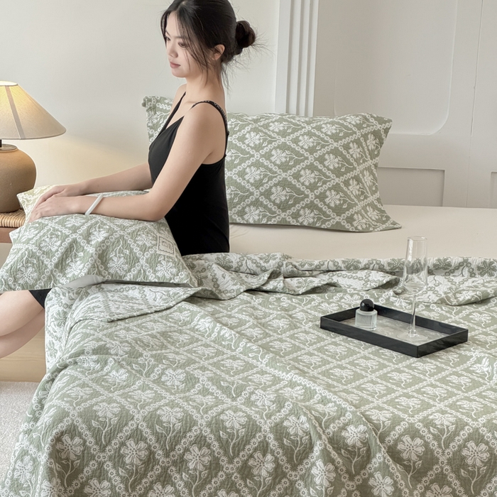 91家纺网 家纺一手货源 找家纺 乐家毛巾被（工厂自产自销） 2026新款精梳安心棉色织提花床盖毛巾被两用 花屿床盖