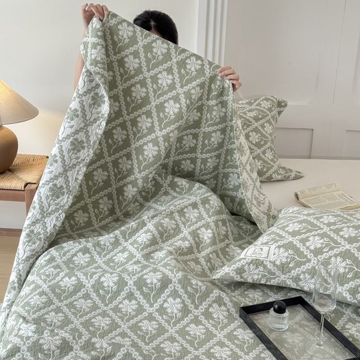 91家纺网 家纺一手货源 找家纺 乐家毛巾被（工厂自产自销） 2026新款精梳安心棉色织提花床盖毛巾被两用 花屿床盖