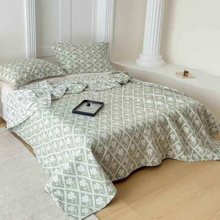 91家纺网 家纺一手货源 找家纺 乐家毛巾被（工厂自产自销） 2026新款精梳安心棉色织提花床盖毛巾被两用 花屿床盖