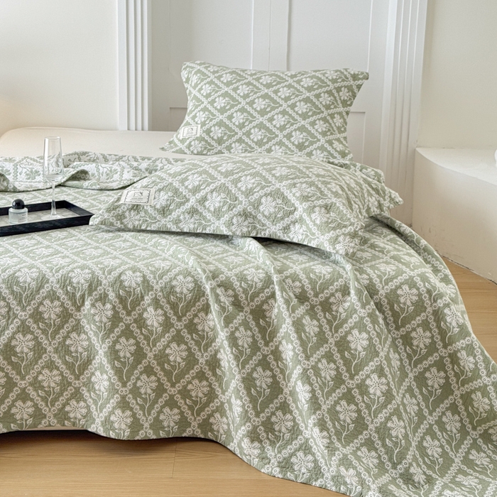 91家纺网 家纺一手货源 找家纺 乐家毛巾被（工厂自产自销） 2026新款精梳安心棉色织提花床盖毛巾被两用 花屿床盖