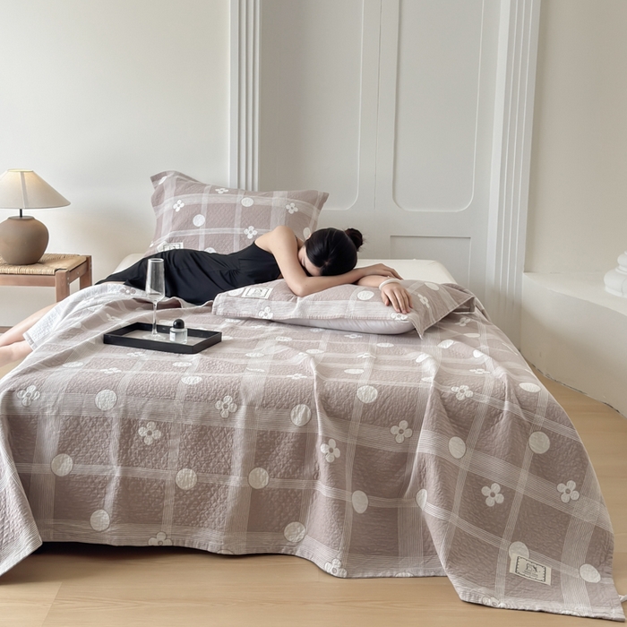 乐家毛巾被（工厂自产自销） 2026新款精梳安心棉色织提花床盖毛巾被两用 花遇圆床盖