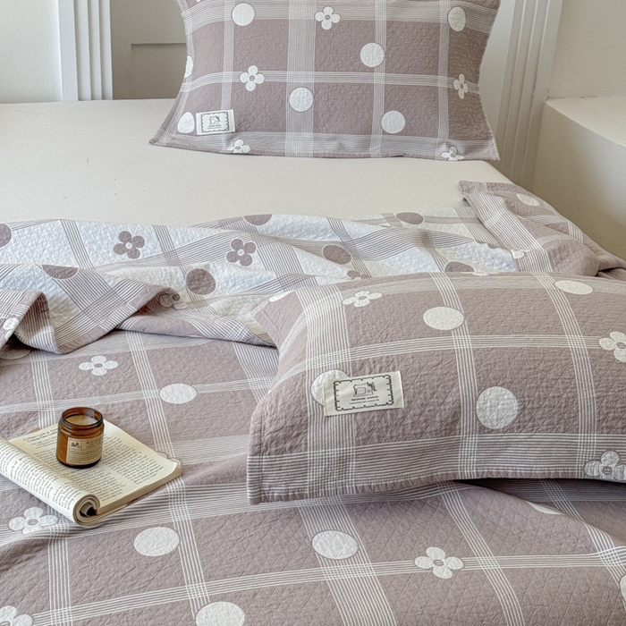 91家纺网 家纺一手货源 找家纺 乐家毛巾被（工厂自产自销） 2026新款精梳安心棉色织提花床盖毛巾被两用 花遇圆床盖