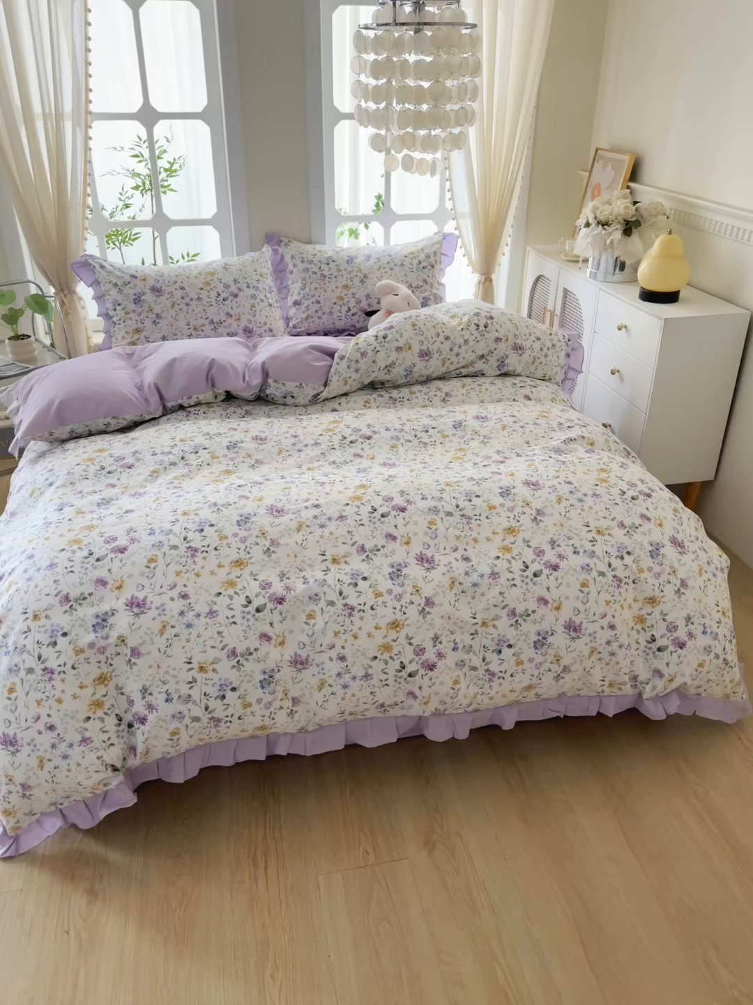 91家纺网 家纺一手货源 找家纺 （总）一米阳光 2026年春夏新款小清新花边款全棉纯棉四件套