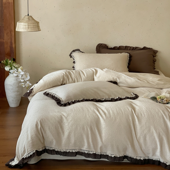 91家纺网 家纺一手货源 找家纺 （总）玛奇朵 2026新款法式复古棉麻提花四件套-花茹梦