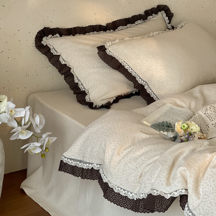 91家纺网 家纺一手货源 找家纺 （总）玛奇朵 2026新款法式复古棉麻提花四件套-花茹梦