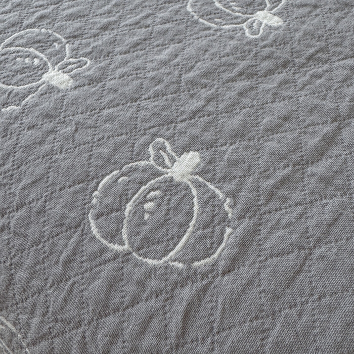 91家纺网 家纺一手货源 找家纺 乐家毛巾被（工厂自产自销） 2026新款精梳安心棉色织提花床盖毛巾被两用 灰色南瓜床盖