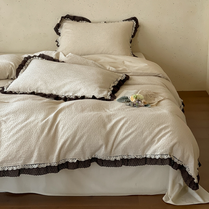 91家纺网 家纺一手货源 找家纺 （总）玛奇朵 2026新款法式复古棉麻提花四件套-花茹梦