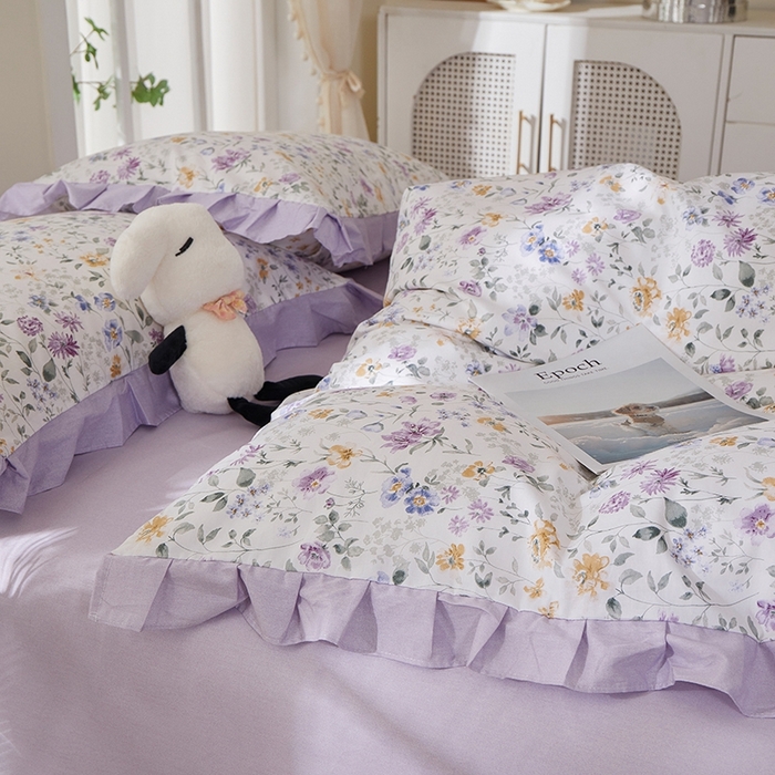 91家纺网 家纺一手货源 找家纺 （总）一米阳光 2026年春夏新款小清新花边款全棉纯棉四件套