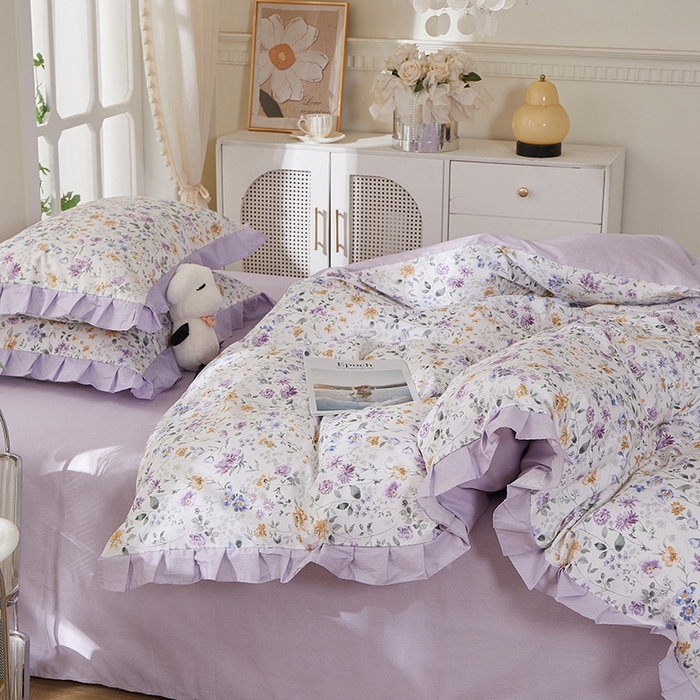 91家纺网 家纺一手货源 找家纺 （总）一米阳光 2026年春夏新款小清新花边款全棉纯棉四件套