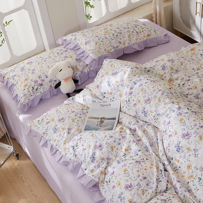 91家纺网 家纺一手货源 找家纺 （总）一米阳光 2026年春夏新款小清新花边款全棉纯棉四件套