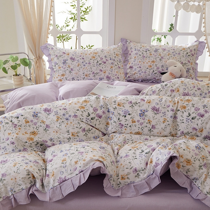 91家纺网 家纺一手货源 找家纺 （总）一米阳光 2026年春夏新款小清新花边款全棉纯棉四件套