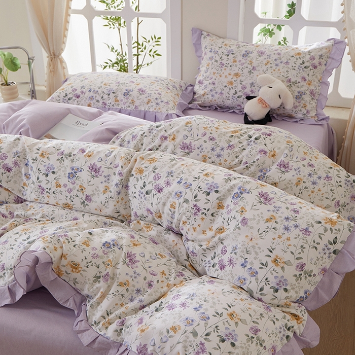 91家纺网 家纺一手货源 找家纺 （总）一米阳光 2026年春夏新款小清新花边款全棉纯棉四件套