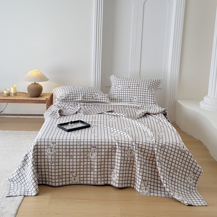 91家纺网 家纺一手货源 找家纺 乐家毛巾被（工厂自产自销） 2026新款精梳安心棉色织提花床盖毛巾被两用 墨镜鸭床盖