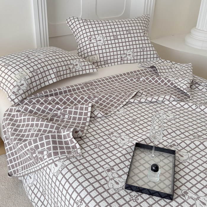 91家纺网 家纺一手货源 找家纺 乐家毛巾被（工厂自产自销） 2026新款精梳安心棉色织提花床盖毛巾被两用 墨镜鸭床盖