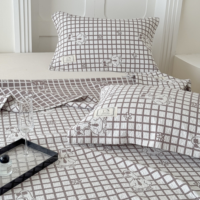 91家纺网 家纺一手货源 找家纺 乐家毛巾被（工厂自产自销） 2026新款精梳安心棉色织提花床盖毛巾被两用 墨镜鸭床盖