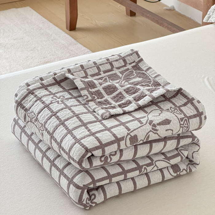 91家纺网 家纺一手货源 找家纺 乐家毛巾被（工厂自产自销） 2026新款精梳安心棉色织提花床盖毛巾被两用 墨镜鸭床盖