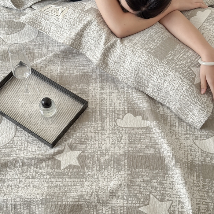91家纺网 家纺一手货源 找家纺 乐家毛巾被（工厂自产自销） 2026新款精梳安心棉色织提花床盖毛巾被两用 晚安床盖