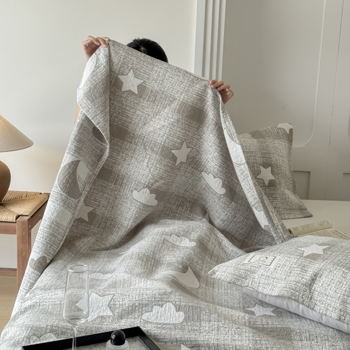 91家纺网 家纺一手货源 找家纺 乐家毛巾被（工厂自产自销） 2026新款精梳安心棉色织提花床盖毛巾被两用 晚安床盖