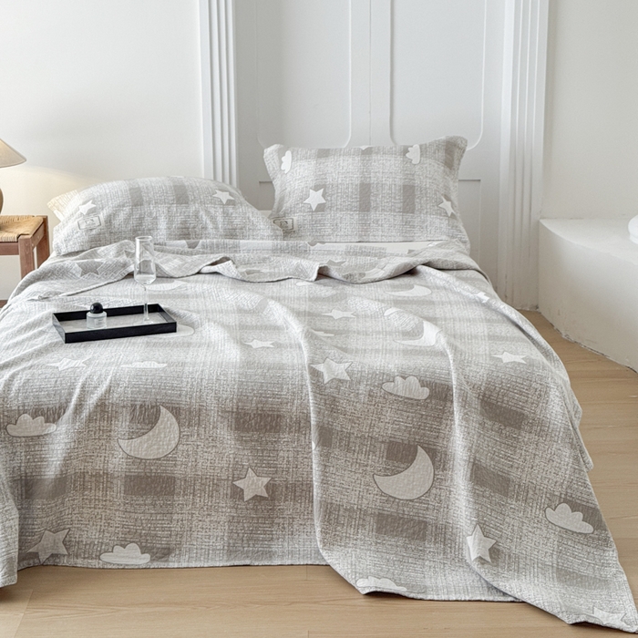 91家纺网 家纺一手货源 找家纺 乐家毛巾被（工厂自产自销） 2026新款精梳安心棉色织提花床盖毛巾被两用 晚安床盖