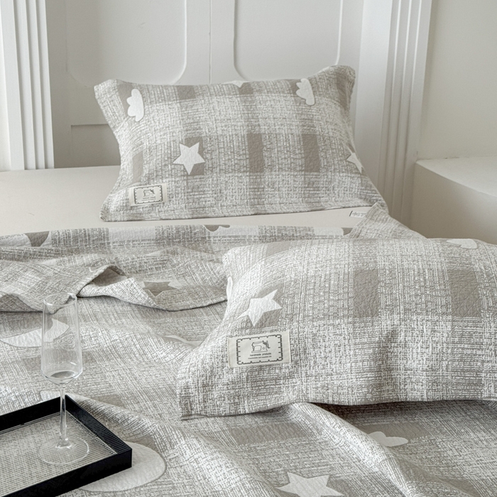 91家纺网 家纺一手货源 找家纺 乐家毛巾被（工厂自产自销） 2026新款精梳安心棉色织提花床盖毛巾被两用 晚安床盖