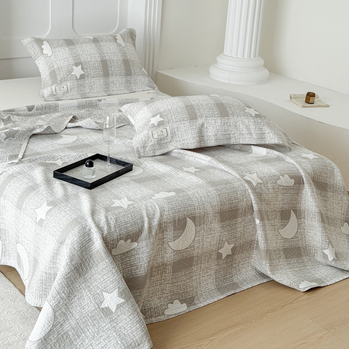 91家纺网 家纺一手货源 找家纺 乐家毛巾被（工厂自产自销） 2026新款精梳安心棉色织提花床盖毛巾被两用 晚安床盖