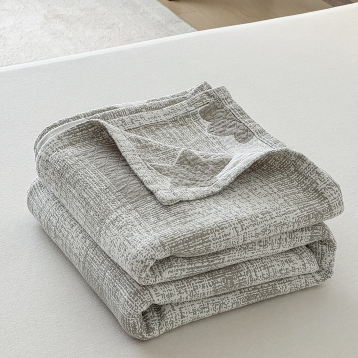 91家纺网 家纺一手货源 找家纺 乐家毛巾被（工厂自产自销） 2026新款精梳安心棉色织提花床盖毛巾被两用 晚安床盖