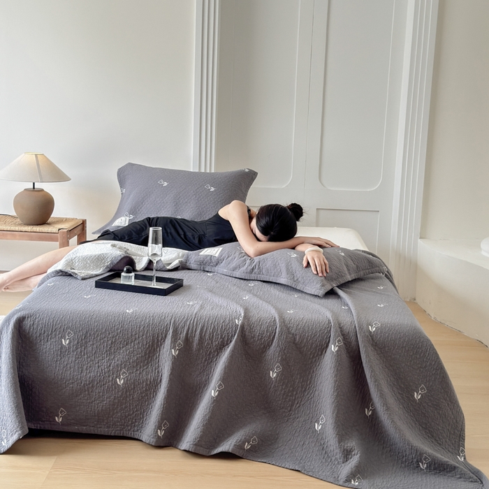 乐家毛巾被（工厂自产自销） 2026新款精梳安心棉色织提花床盖毛巾被两用 小碎花眠床盖