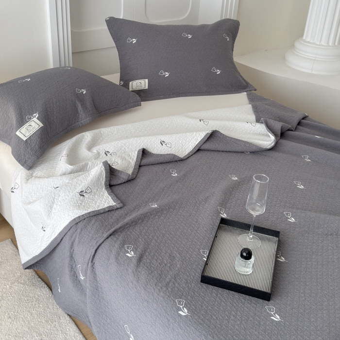 91家纺网 家纺一手货源 找家纺 乐家毛巾被（工厂自产自销） 2026新款精梳安心棉色织提花床盖毛巾被两用 小碎花眠床盖