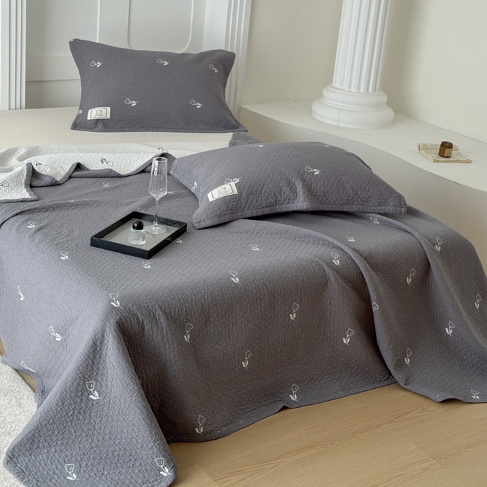 91家纺网 家纺一手货源 找家纺 乐家毛巾被（工厂自产自销） 2026新款精梳安心棉色织提花床盖毛巾被两用 小碎花眠床盖