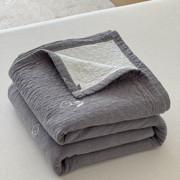 91家纺网 家纺一手货源 找家纺 乐家毛巾被（工厂自产自销） 2026新款精梳安心棉色织提花床盖毛巾被两用 小碎花眠床盖