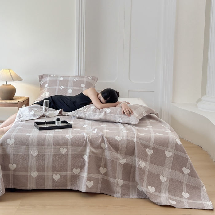 乐家毛巾被（工厂自产自销） 2026新款精梳安心棉色织提花床盖毛巾被两用 心花床盖