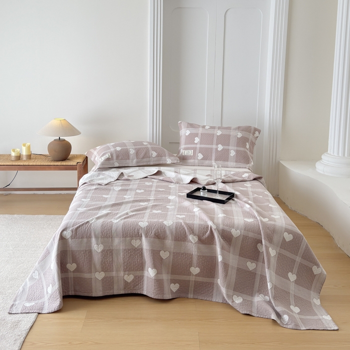 91家纺网 家纺一手货源 找家纺 乐家毛巾被（工厂自产自销） 2026新款精梳安心棉色织提花床盖毛巾被两用 心花床盖