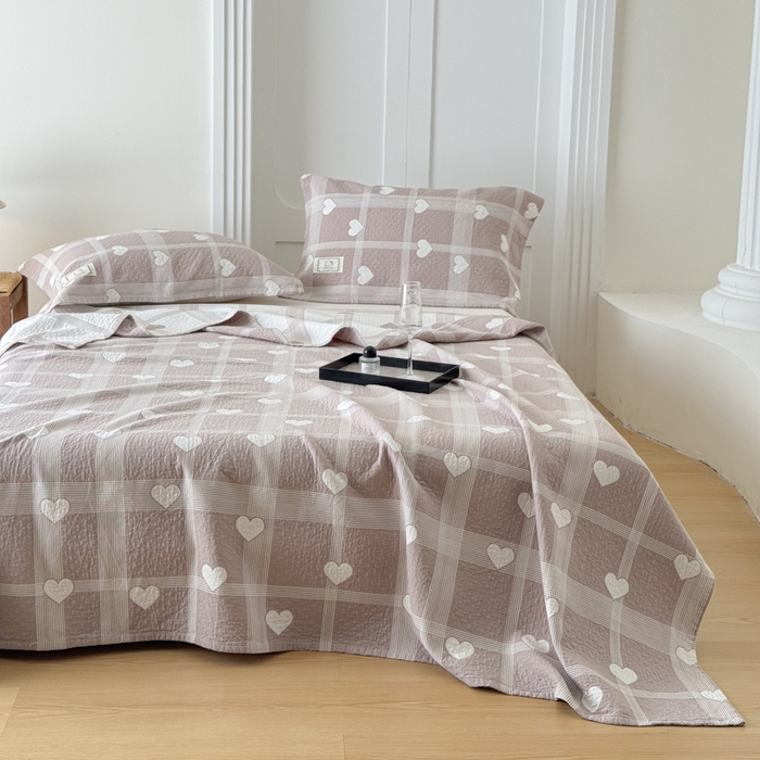 91家纺网 家纺一手货源 找家纺 乐家毛巾被（工厂自产自销） 2026新款精梳安心棉色织提花床盖毛巾被两用 心花床盖